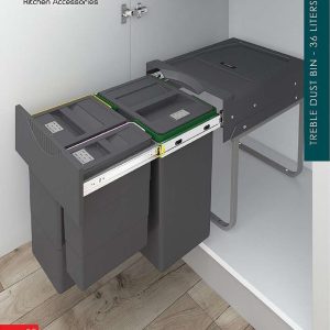 سطل زباله ۳مخزنه هایلوکس ۳۶ لیتری پلاتین