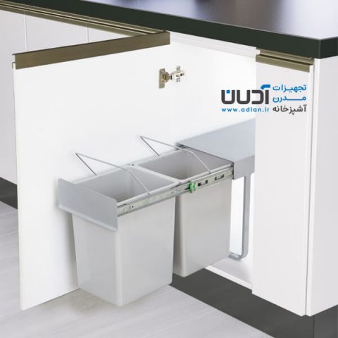 سطل زباله آدلان دو مخزنه ریلی کوچک (24 لیتری) – کد 808